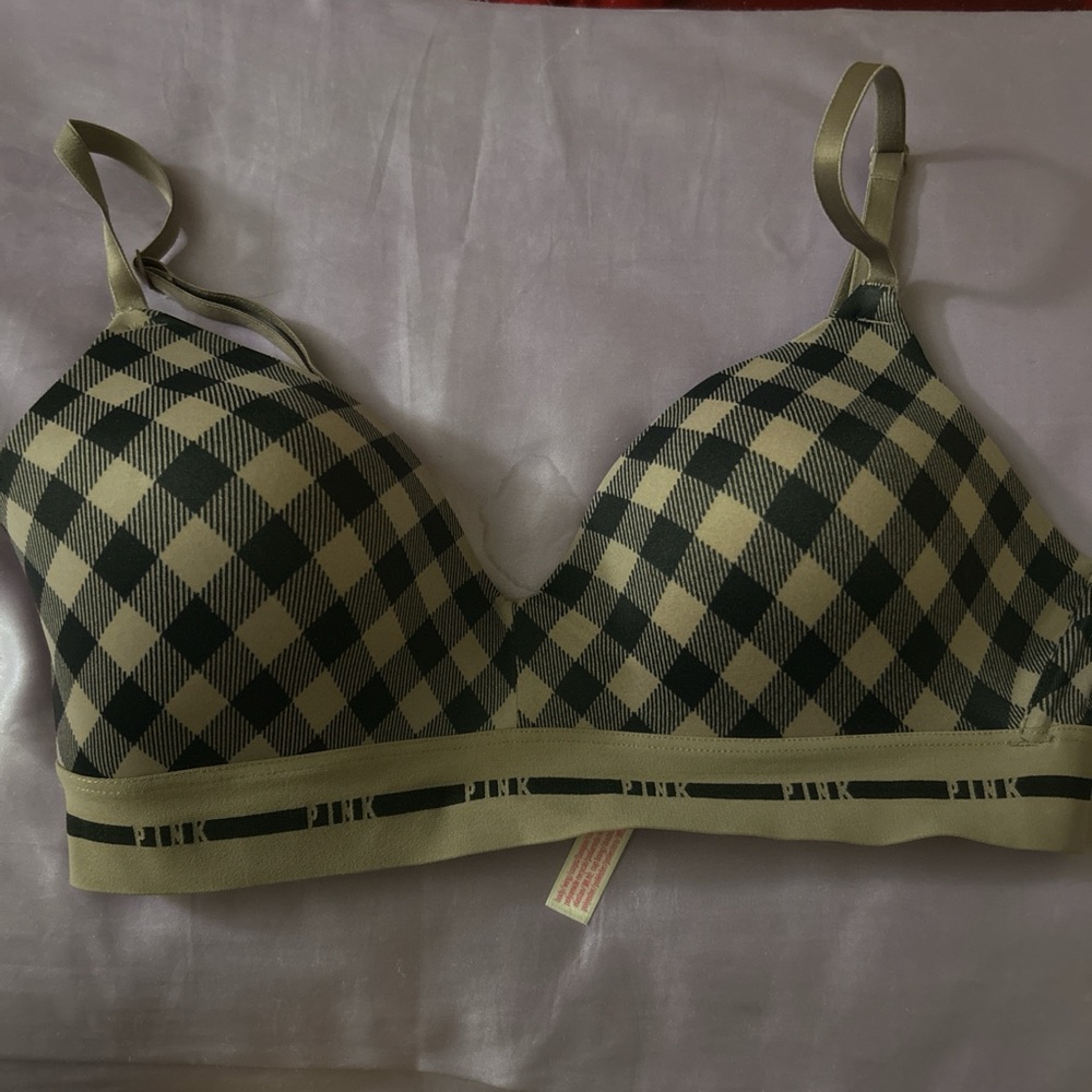 Victoria Secret Pink 34C Plaid Underwire Adjustable Bra